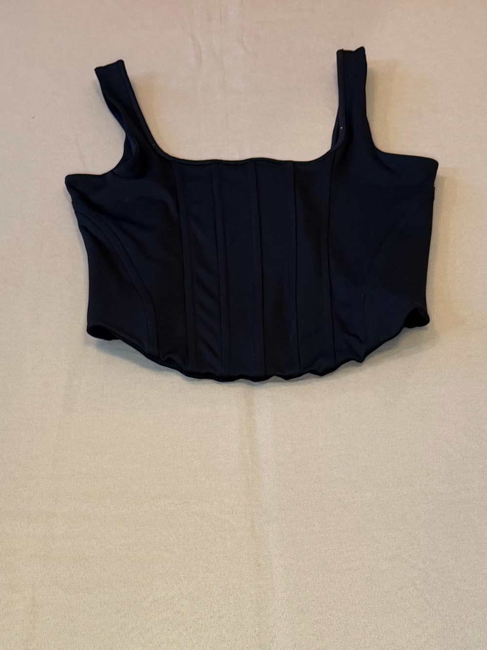 Express Black Structured Square-Neck Crop Top